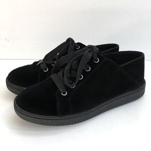 Eileen Fisher Black Velvet Lace Up Platform Sneakers